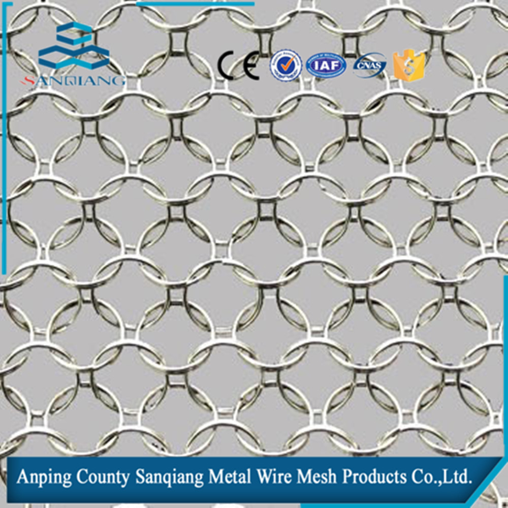 Chain braid ring mesh for building exterior and interior decoration